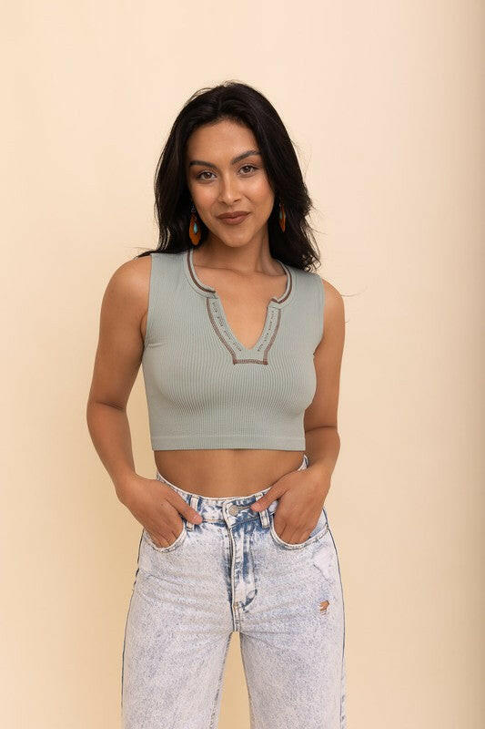 Ribbed Henley Brami-Bralettes-Krush Kandy, Women's Online Fashion Boutique Located in Phoenix, Arizona (Scottsdale Area)