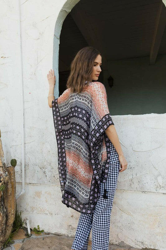Kelsey Boho Print Combo Kimono-Kimonos-Krush Kandy, Women's Online Fashion Boutique Located in Phoenix, Arizona (Scottsdale Area)