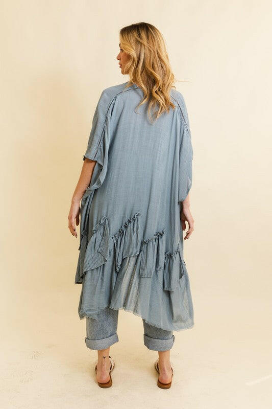 Solid Ruffle Edge Bohemian Kimono-Kimonos-Krush Kandy, Women's Online Fashion Boutique Located in Phoenix, Arizona (Scottsdale Area)