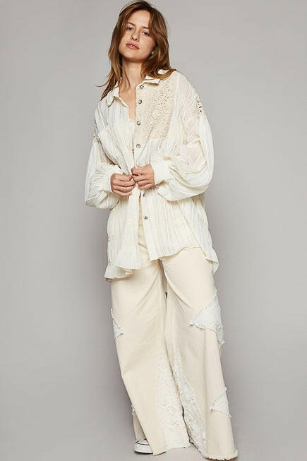 POL Beautiful Crazy Button Down Shirt-Long Sleeve Tops-Krush Kandy, Women's Online Fashion Boutique Located in Phoenix, Arizona (Scottsdale Area)