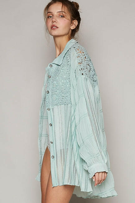 POL Beautiful Crazy Button Down Shirt-Long Sleeve Tops-Krush Kandy, Women's Online Fashion Boutique Located in Phoenix, Arizona (Scottsdale Area)