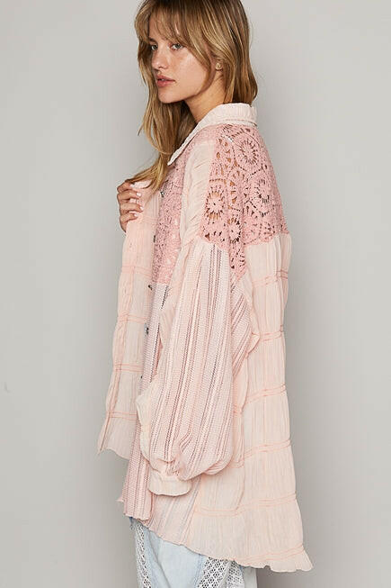 POL Beautiful Crazy Button Down Shirt-Long Sleeve Tops-Krush Kandy, Women's Online Fashion Boutique Located in Phoenix, Arizona (Scottsdale Area)