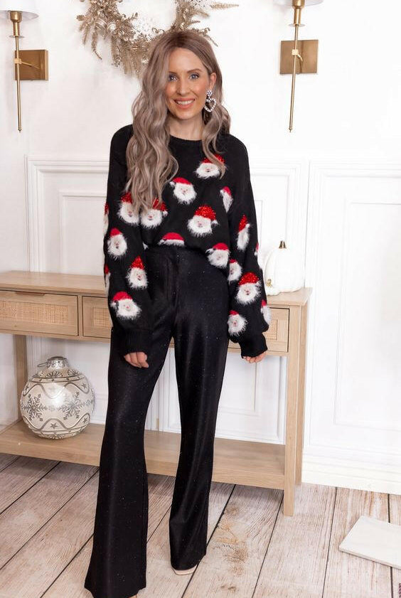 Holiday Santa Party Sweater | S-2X-Sweaters-Krush Kandy, Women's Online Fashion Boutique Located in Phoenix, Arizona (Scottsdale Area)