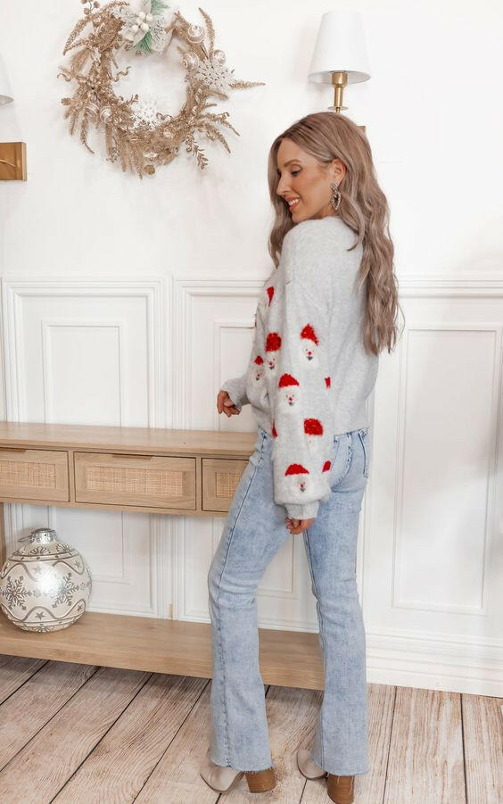 Holiday Santa Party Sweater | S-2X-Sweaters-Krush Kandy, Women's Online Fashion Boutique Located in Phoenix, Arizona (Scottsdale Area)