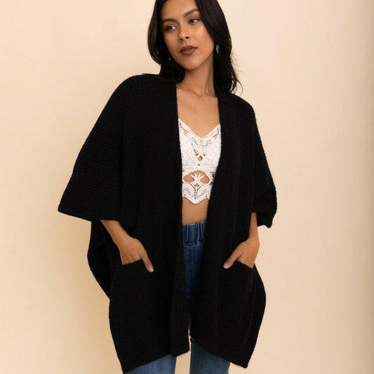 Boucle Cozy Ruana w/ Pockets-Cardigans-Krush Kandy, Women's Online Fashion Boutique Located in Phoenix, Arizona (Scottsdale Area)