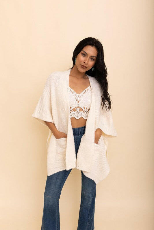 Boucle Cozy Ruana w/ Pockets-Cardigans-Krush Kandy, Women's Online Fashion Boutique Located in Phoenix, Arizona (Scottsdale Area)