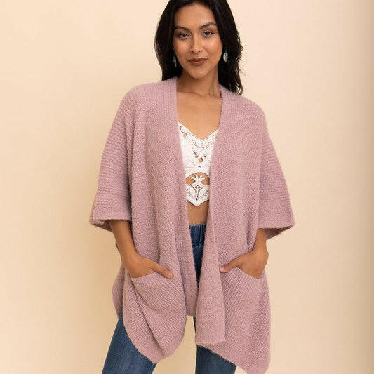 Boucle Cozy Ruana w/ Pockets-Cardigans-Krush Kandy, Women's Online Fashion Boutique Located in Phoenix, Arizona (Scottsdale Area)