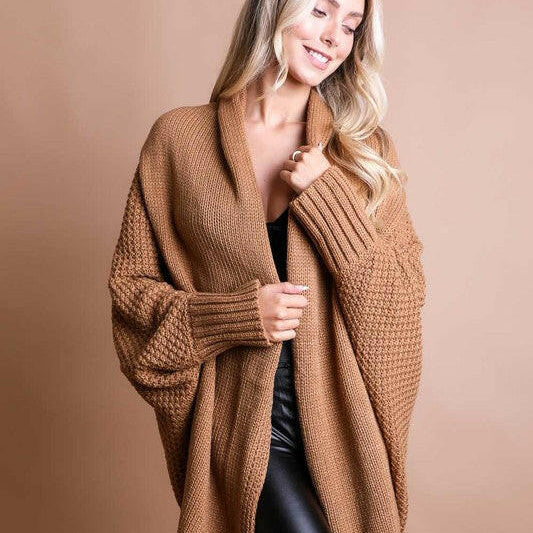 Bat Sleeve Knit Cardigan-Cardigans-Krush Kandy, Women's Online Fashion Boutique Located in Phoenix, Arizona (Scottsdale Area)