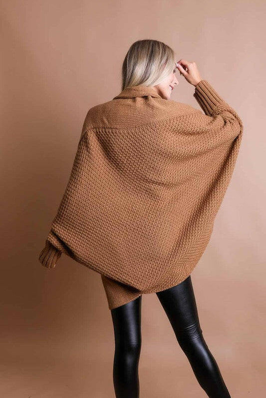 Bat Sleeve Knit Cardigan-Cardigans-Krush Kandy, Women's Online Fashion Boutique Located in Phoenix, Arizona (Scottsdale Area)