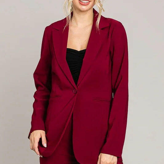 Twill Oversized Single Button Blazer Jacket-Blazers-Krush Kandy, Women's Online Fashion Boutique Located in Phoenix, Arizona (Scottsdale Area)