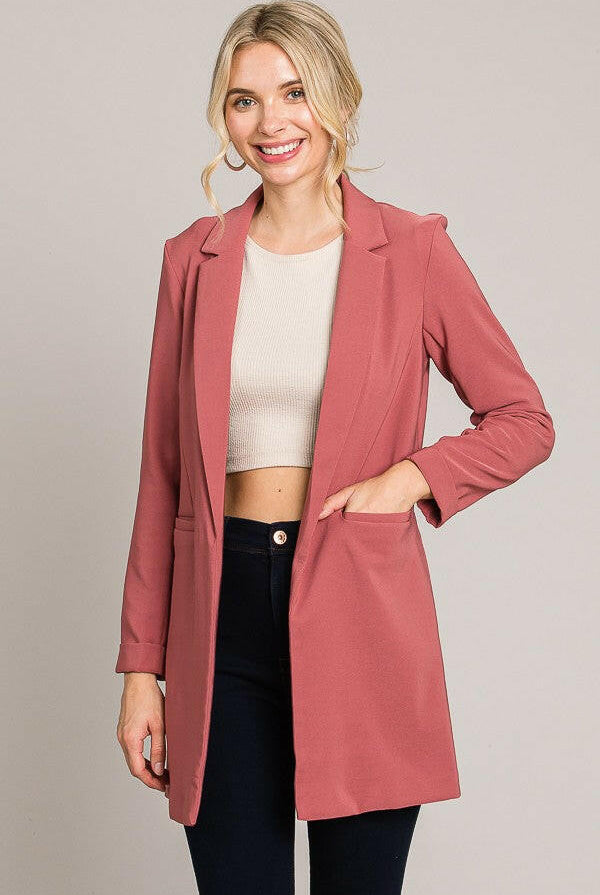 Zoom Meeting Lined Long Blazer Jacket-Blazers-Krush Kandy, Women's Online Fashion Boutique Located in Phoenix, Arizona (Scottsdale Area)