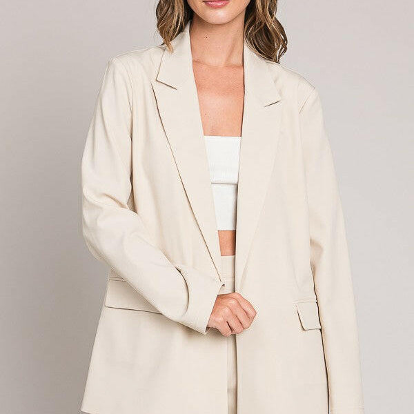 Twill Oversized Peak Collar Blazer Jacket-Blazers-Krush Kandy, Women's Online Fashion Boutique Located in Phoenix, Arizona (Scottsdale Area)