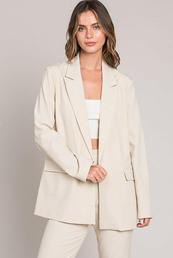 Twill Oversized Peak Collar Blazer Jacket-Blazers-Krush Kandy, Women's Online Fashion Boutique Located in Phoenix, Arizona (Scottsdale Area)