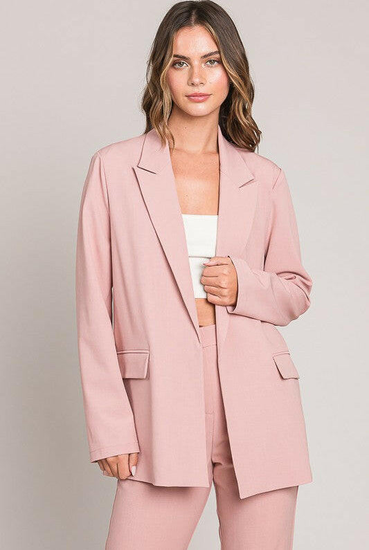 Twill Oversized Peak Collar Blazer Jacket-Blazers-Krush Kandy, Women's Online Fashion Boutique Located in Phoenix, Arizona (Scottsdale Area)