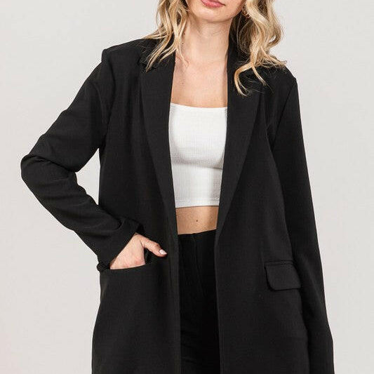 Twill Oversized Flap Pocket Blazer-Blazers-Krush Kandy, Women's Online Fashion Boutique Located in Phoenix, Arizona (Scottsdale Area)