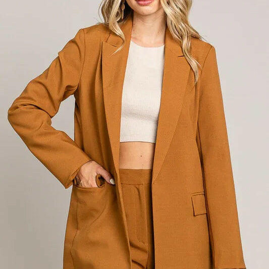 Twill Oversized Blazer Jacket-Blazers-Krush Kandy, Women's Online Fashion Boutique Located in Phoenix, Arizona (Scottsdale Area)