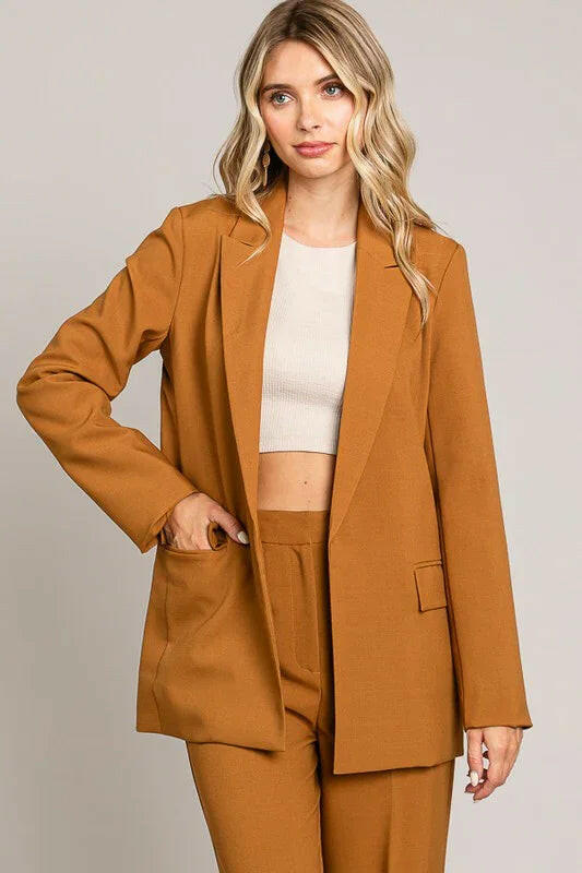 Twill Oversized Blazer Jacket-Blazers-Krush Kandy, Women's Online Fashion Boutique Located in Phoenix, Arizona (Scottsdale Area)