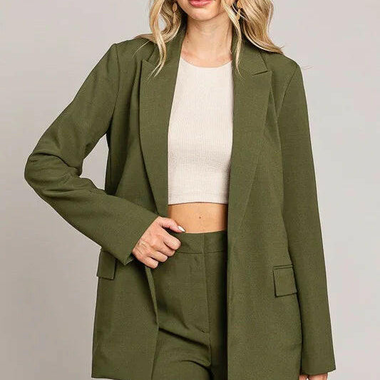 Twill Oversized Blazer Jacket-Blazers-Krush Kandy, Women's Online Fashion Boutique Located in Phoenix, Arizona (Scottsdale Area)