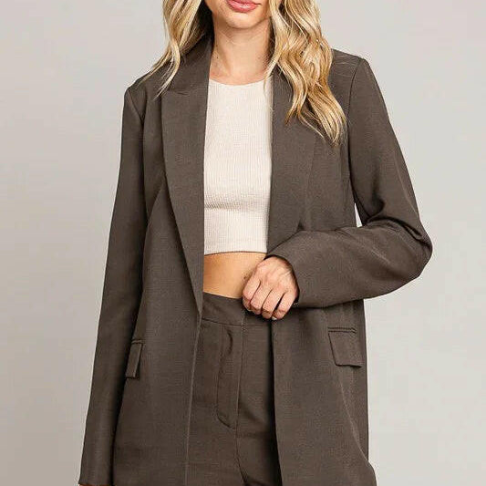 Twill Oversized Blazer Jacket-Blazers-Krush Kandy, Women's Online Fashion Boutique Located in Phoenix, Arizona (Scottsdale Area)