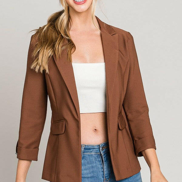 Let's Get Takeout Button Detail Blazer-Blazers-Krush Kandy, Women's Online Fashion Boutique Located in Phoenix, Arizona (Scottsdale Area)