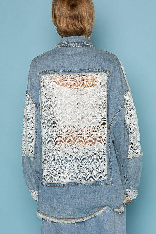 POL Oversized Vintage Lace Shacket-Shackets-Krush Kandy, Women's Online Fashion Boutique Located in Phoenix, Arizona (Scottsdale Area)