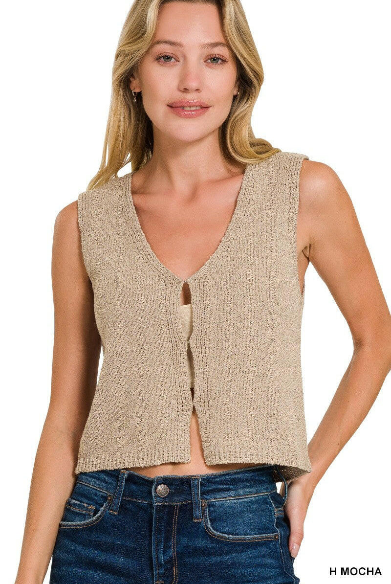 Hook & Eye Knit Sweater Vest-Vests-Krush Kandy, Women's Online Fashion Boutique Located in Phoenix, Arizona (Scottsdale Area)