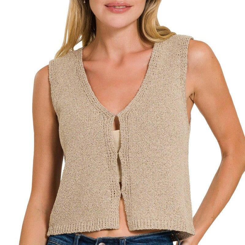 Hook & Eye Knit Sweater Vest-Vests-Krush Kandy, Women's Online Fashion Boutique Located in Phoenix, Arizona (Scottsdale Area)