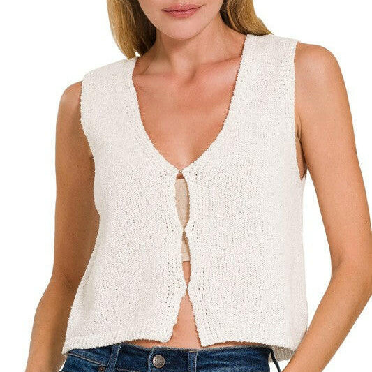 Hook & Eye Knit Sweater Vest-Vests-Krush Kandy, Women's Online Fashion Boutique Located in Phoenix, Arizona (Scottsdale Area)