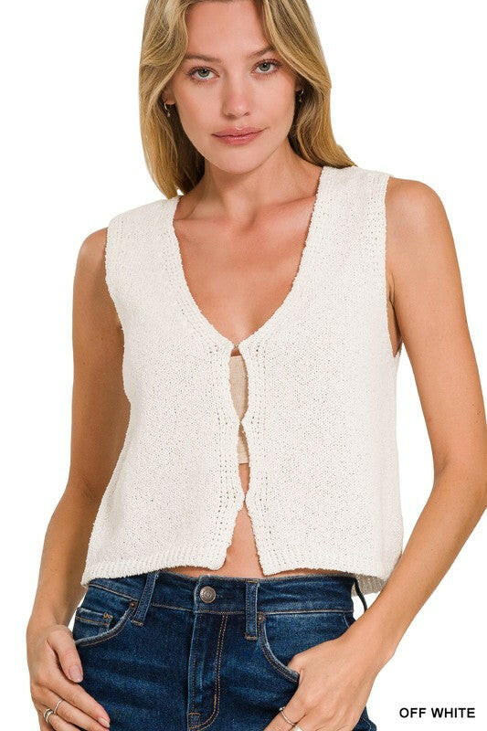 Hook & Eye Knit Sweater Vest-Vests-Krush Kandy, Women's Online Fashion Boutique Located in Phoenix, Arizona (Scottsdale Area)