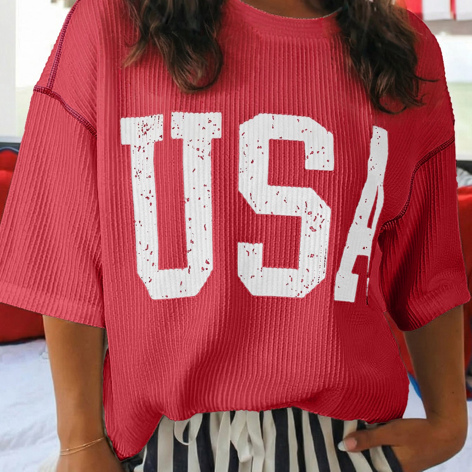 Stars & Freedom Ribbed Graphic Tee