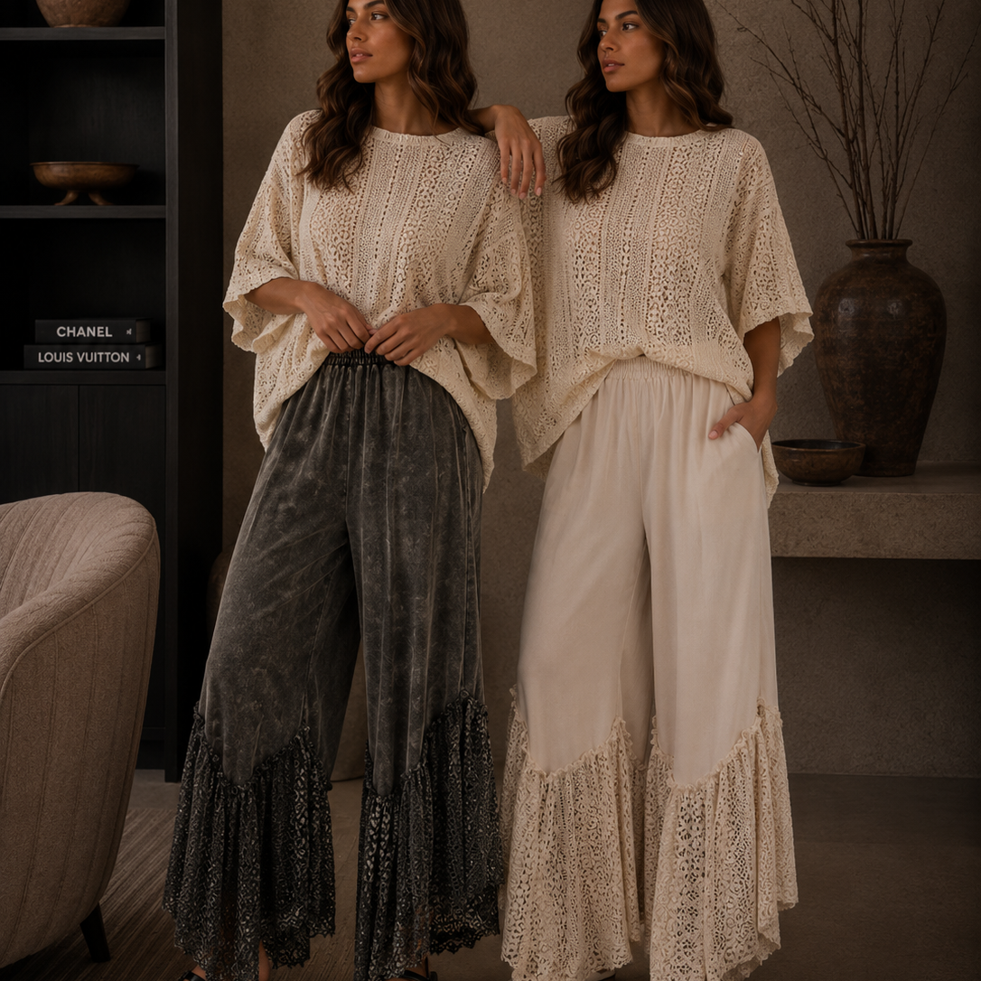 Lace Drift Boho Wideleg Pants