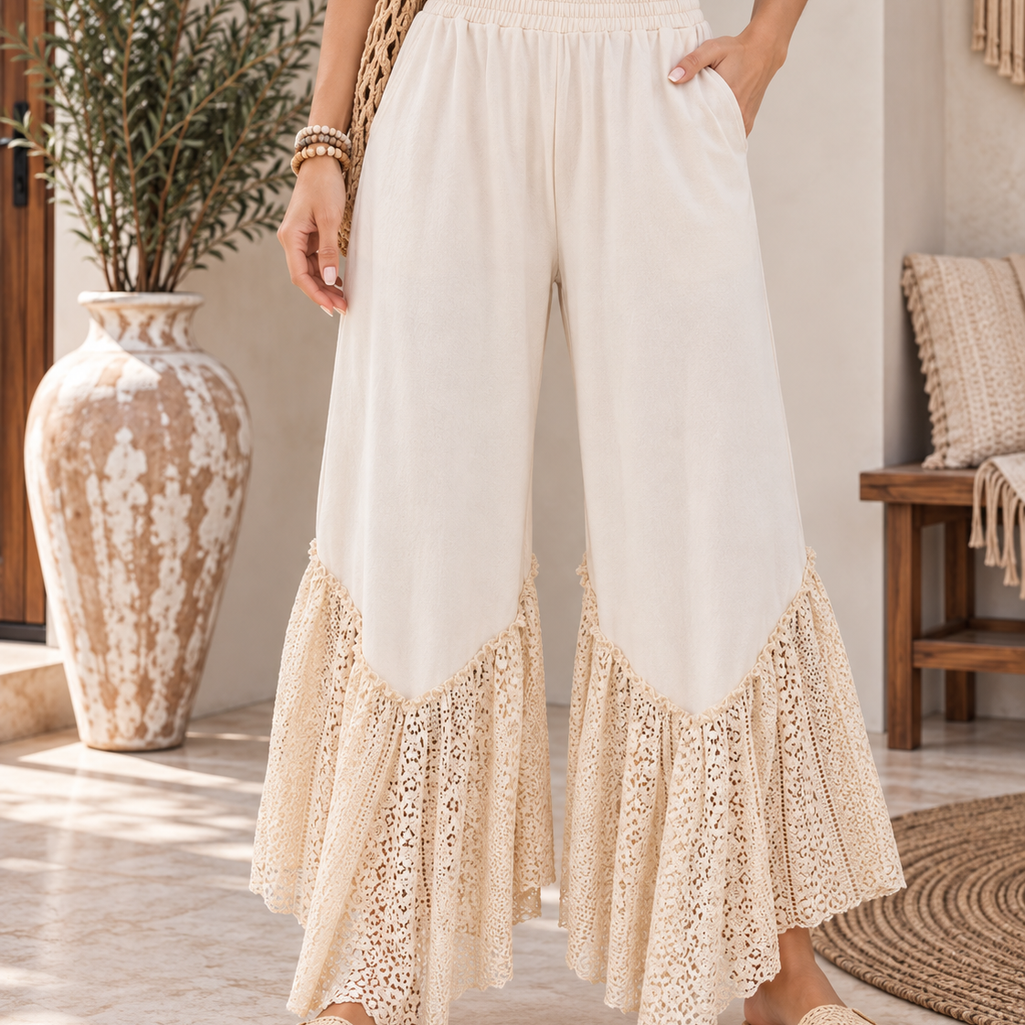 Lace Drift Boho Wideleg Pants