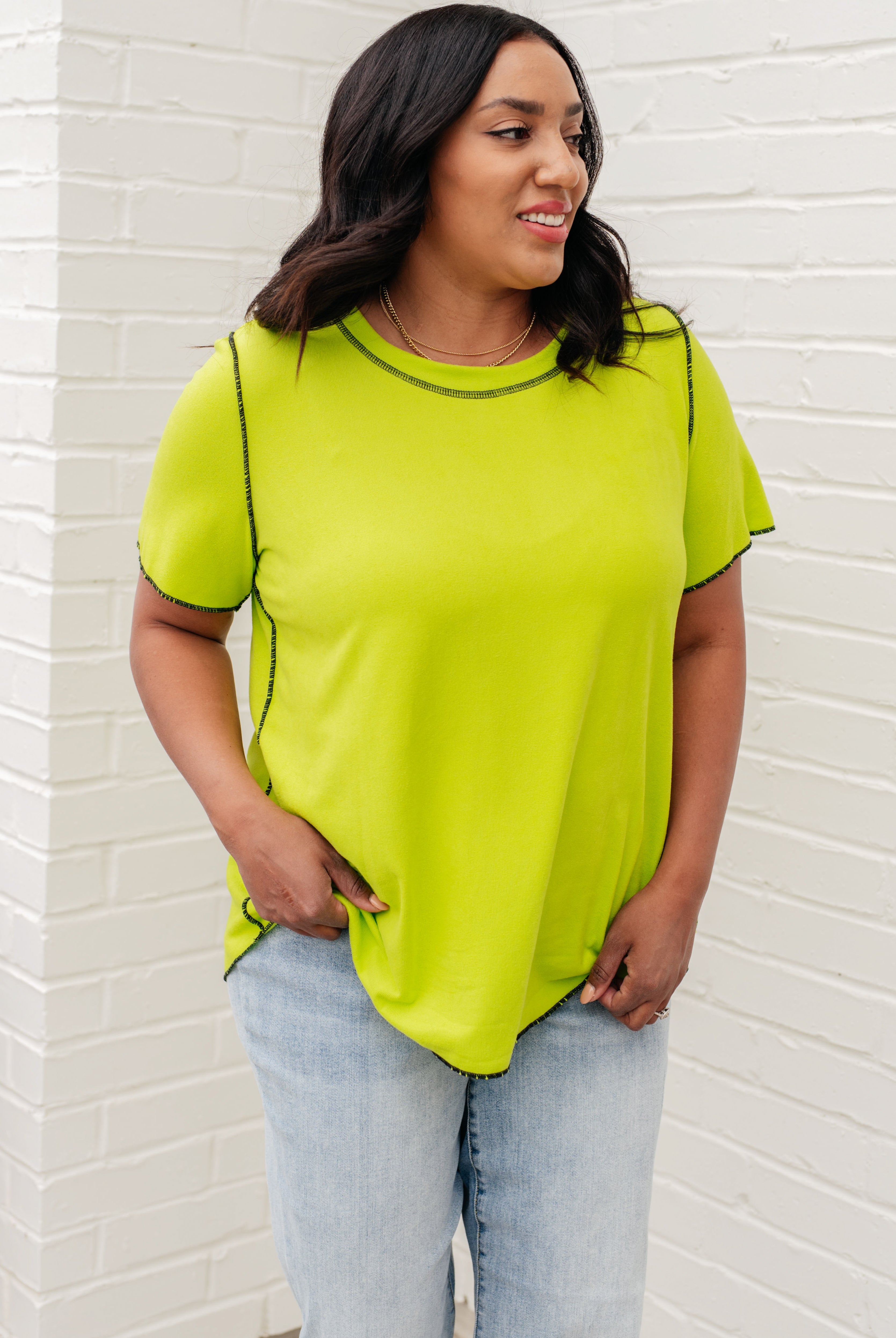 Lemons and Limes Contrast Top-Short Sleeve Tops-Krush Kandy, Women's Online Fashion Boutique Located in Phoenix, Arizona (Scottsdale Area)