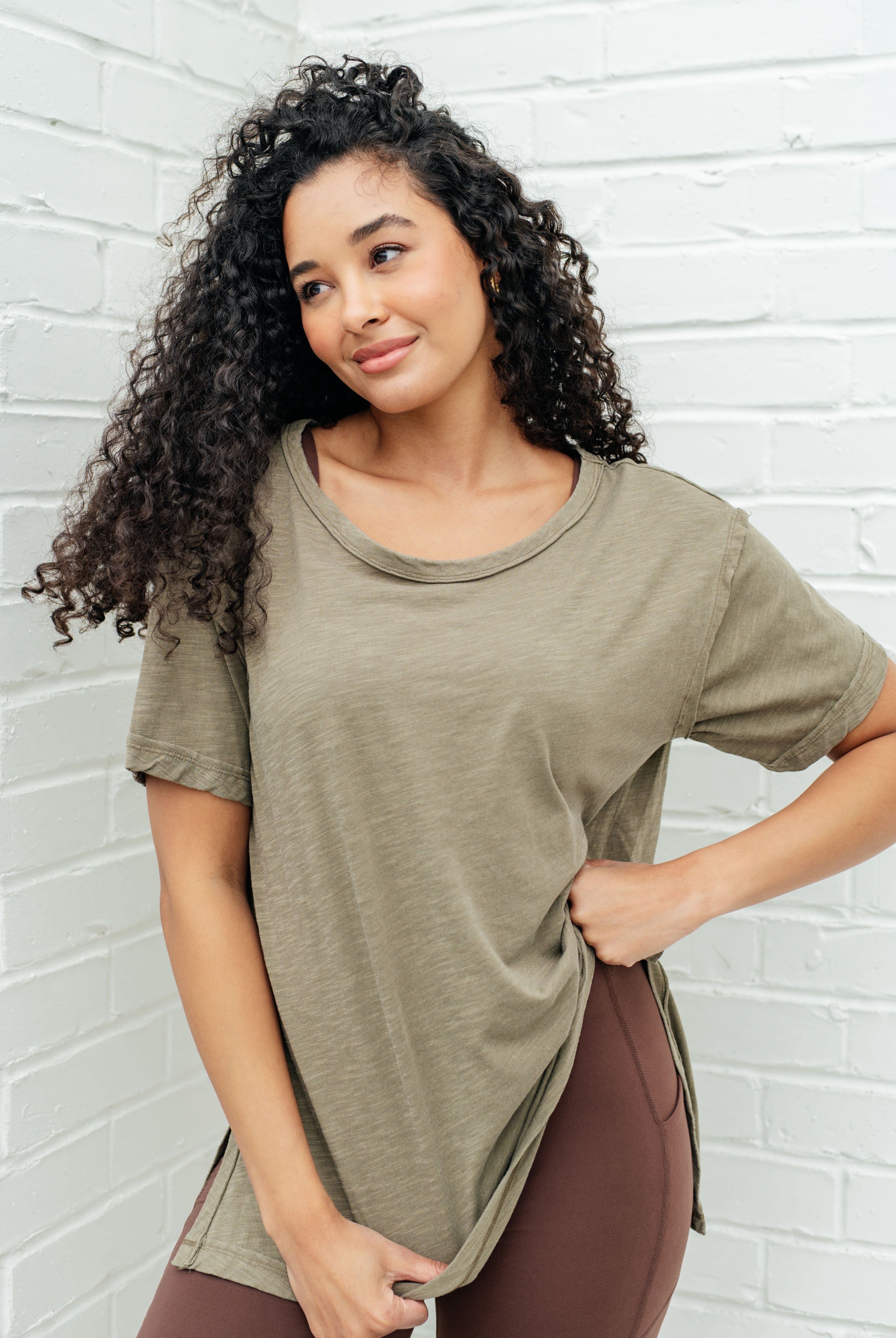 Let Me Live Relaxed Tee in Army-Short Sleeve Tops-Krush Kandy, Women's Online Fashion Boutique Located in Phoenix, Arizona (Scottsdale Area)