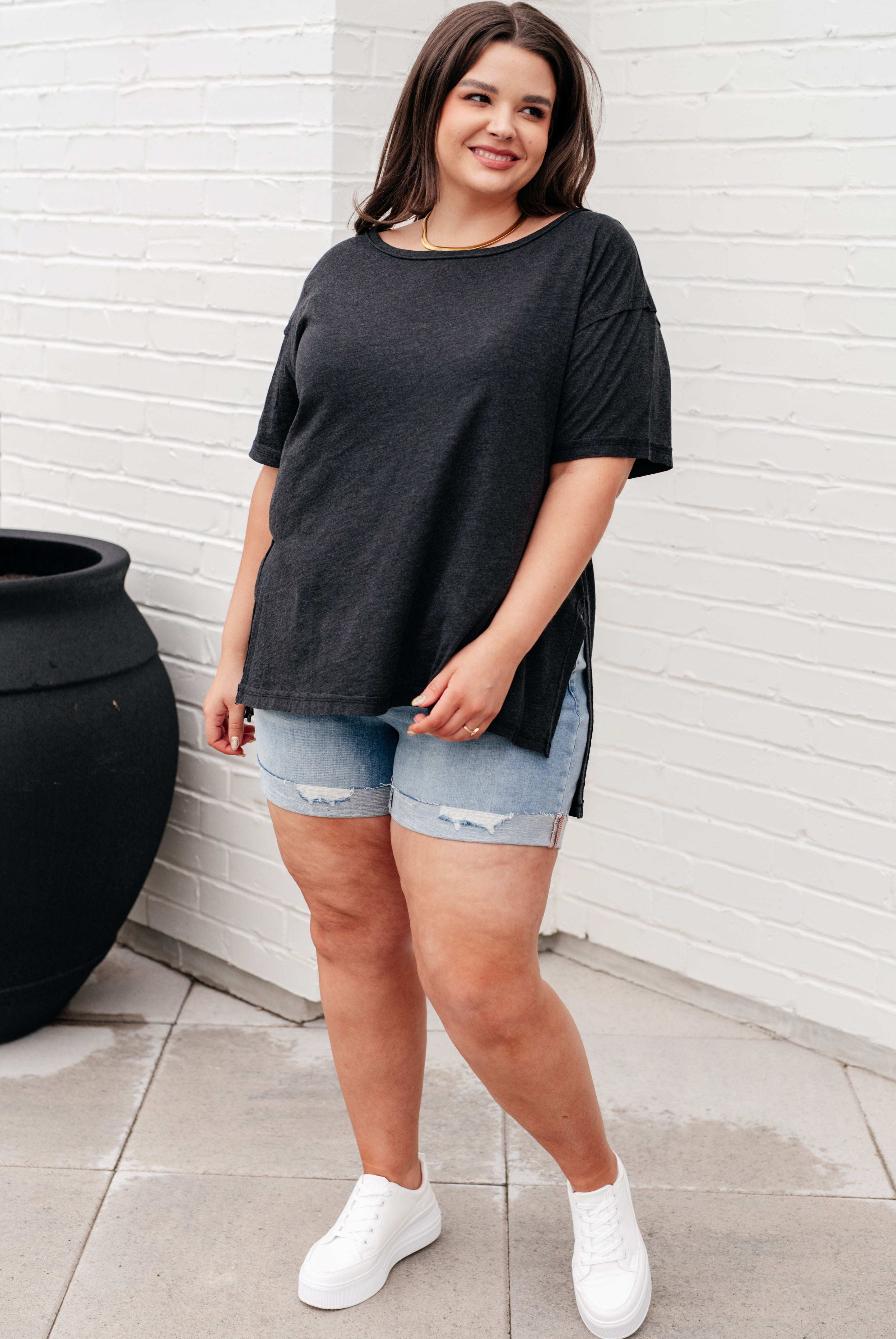 Let Me Live Relaxed Tee in Black-Short Sleeve Tops-Krush Kandy, Women's Online Fashion Boutique Located in Phoenix, Arizona (Scottsdale Area)