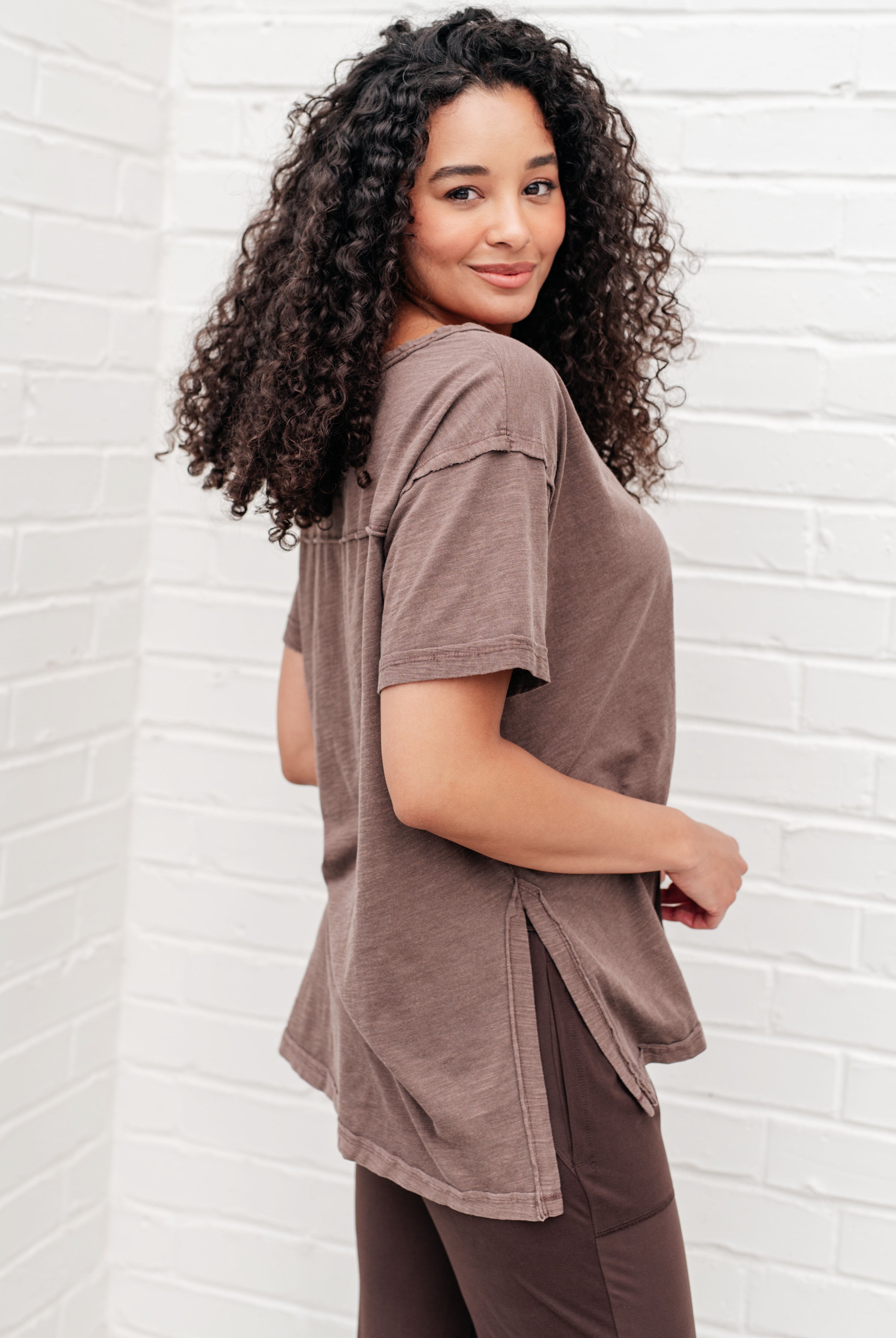 Let Me Live Relaxed Tee in Brown-Short Sleeve Tops-Krush Kandy, Women's Online Fashion Boutique Located in Phoenix, Arizona (Scottsdale Area)