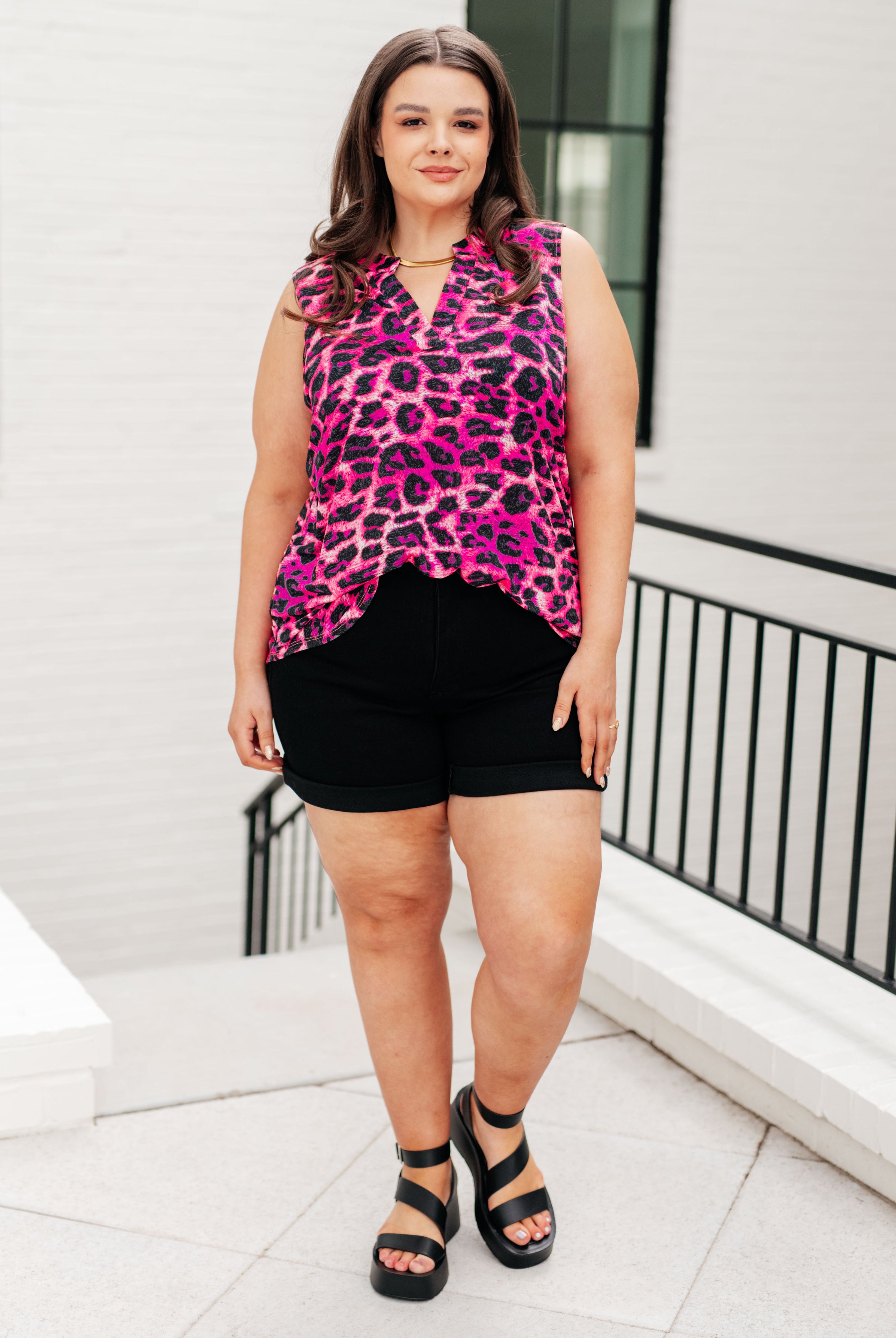 Lizzy Tank Top in Pink Multi Leopard-Short Sleeve Tops-Krush Kandy, Women's Online Fashion Boutique Located in Phoenix, Arizona (Scottsdale Area)