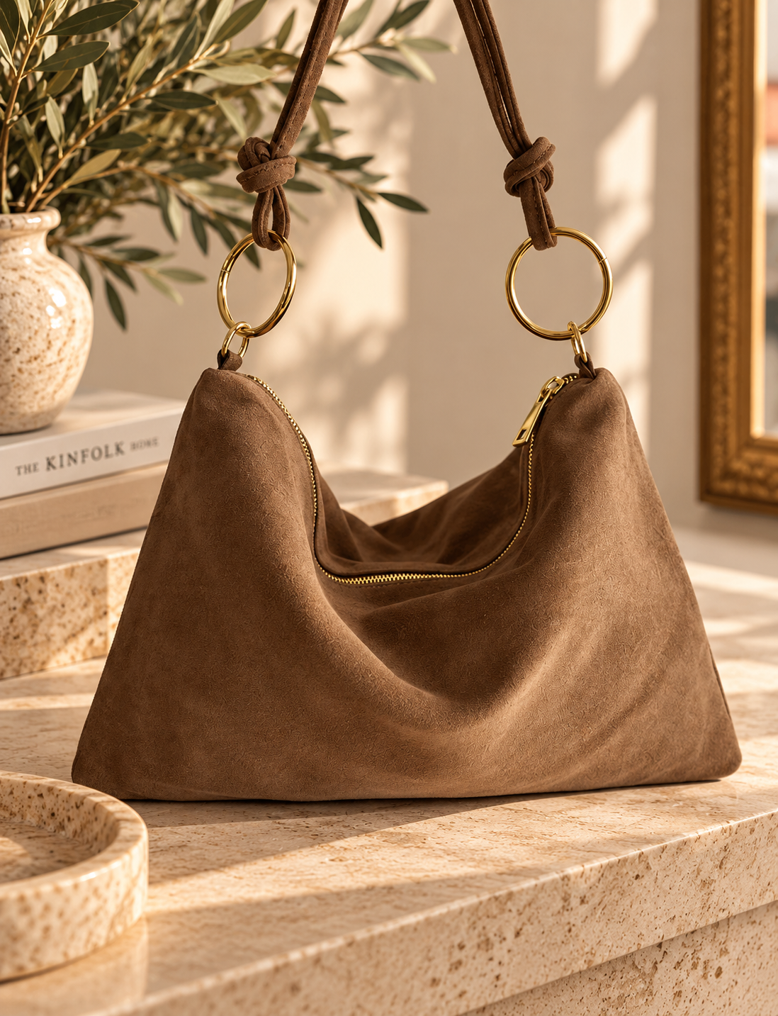 Luxe Brown Suede Handbag Still Life.png