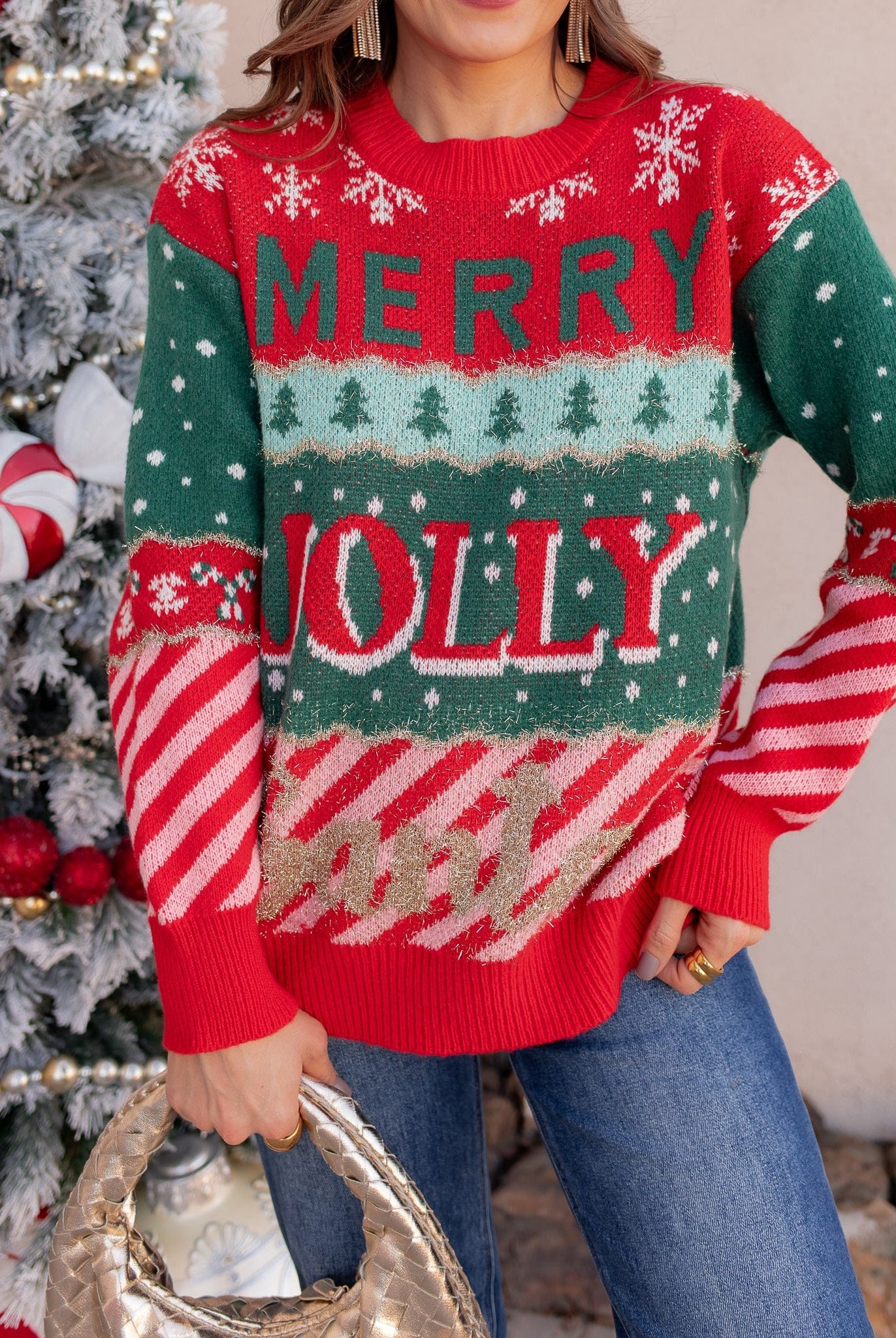 Merry & Jolly Holiday Tinsel Sweater-Sweaters-Krush Kandy, Women's Online Fashion Boutique Located in Phoenix, Arizona (Scottsdale Area)