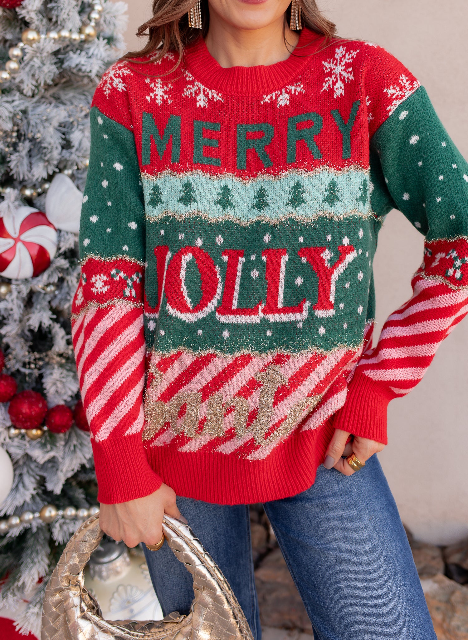 Merry & Jolly Holiday Tinsel Sweater-Sweaters-Krush Kandy, Women's Online Fashion Boutique Located in Phoenix, Arizona (Scottsdale Area)