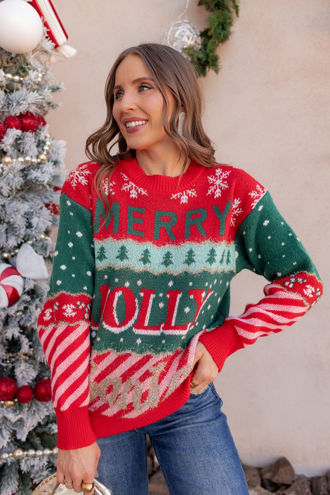 Merry & Jolly Holiday Tinsel Sweater-Sweaters-Krush Kandy, Women's Online Fashion Boutique Located in Phoenix, Arizona (Scottsdale Area)
