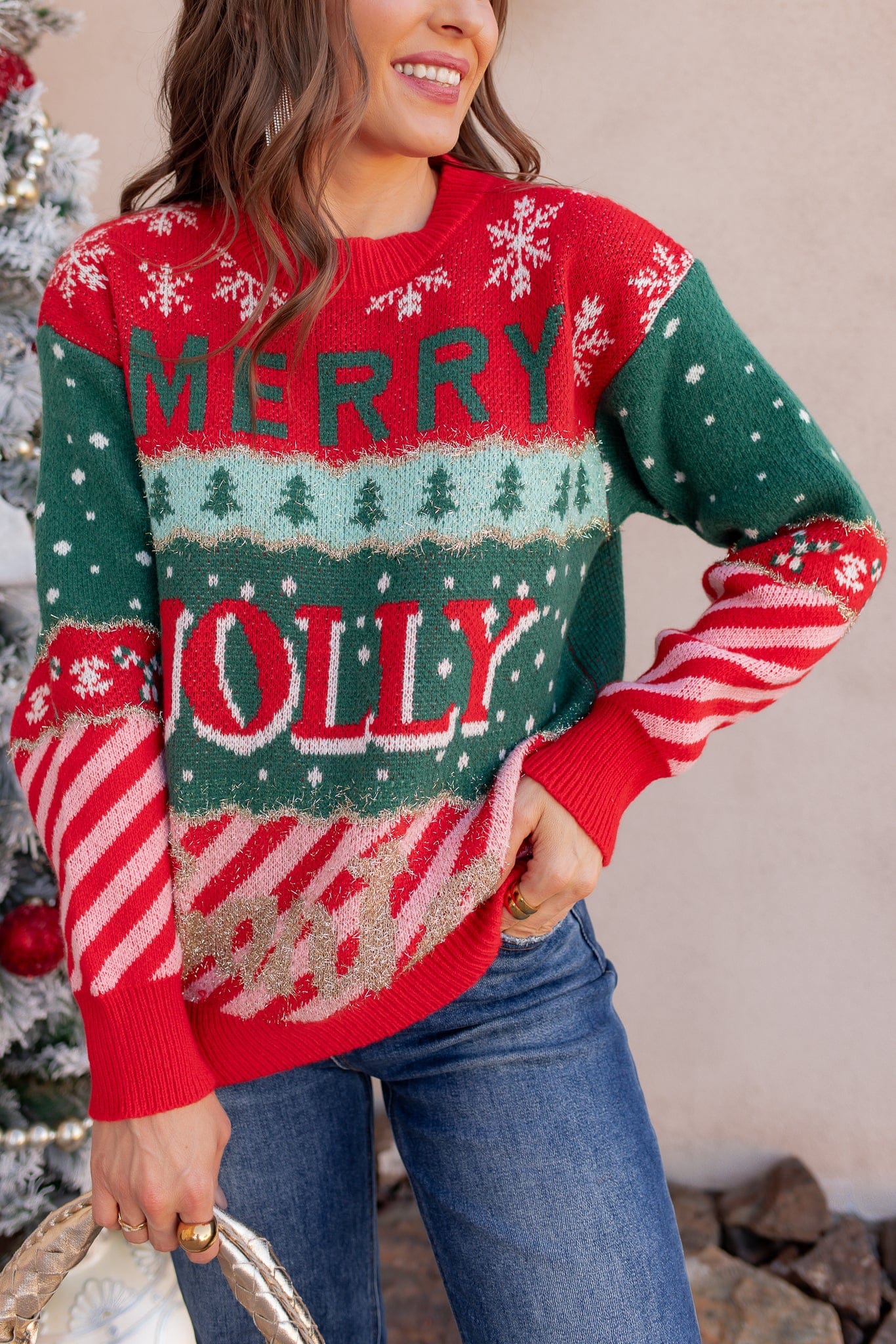 Merry & Jolly Holiday Tinsel Sweater-Sweaters-Krush Kandy, Women's Online Fashion Boutique Located in Phoenix, Arizona (Scottsdale Area)