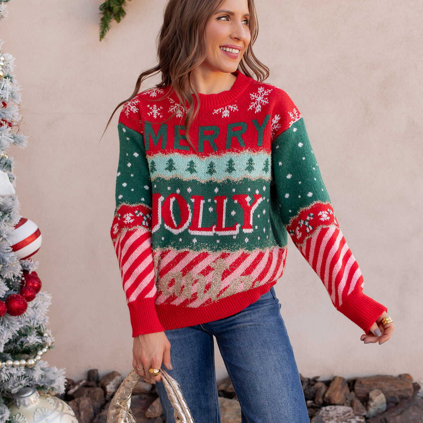 Merry & Jolly Holiday Tinsel Sweater-Sweaters-Krush Kandy, Women's Online Fashion Boutique Located in Phoenix, Arizona (Scottsdale Area)