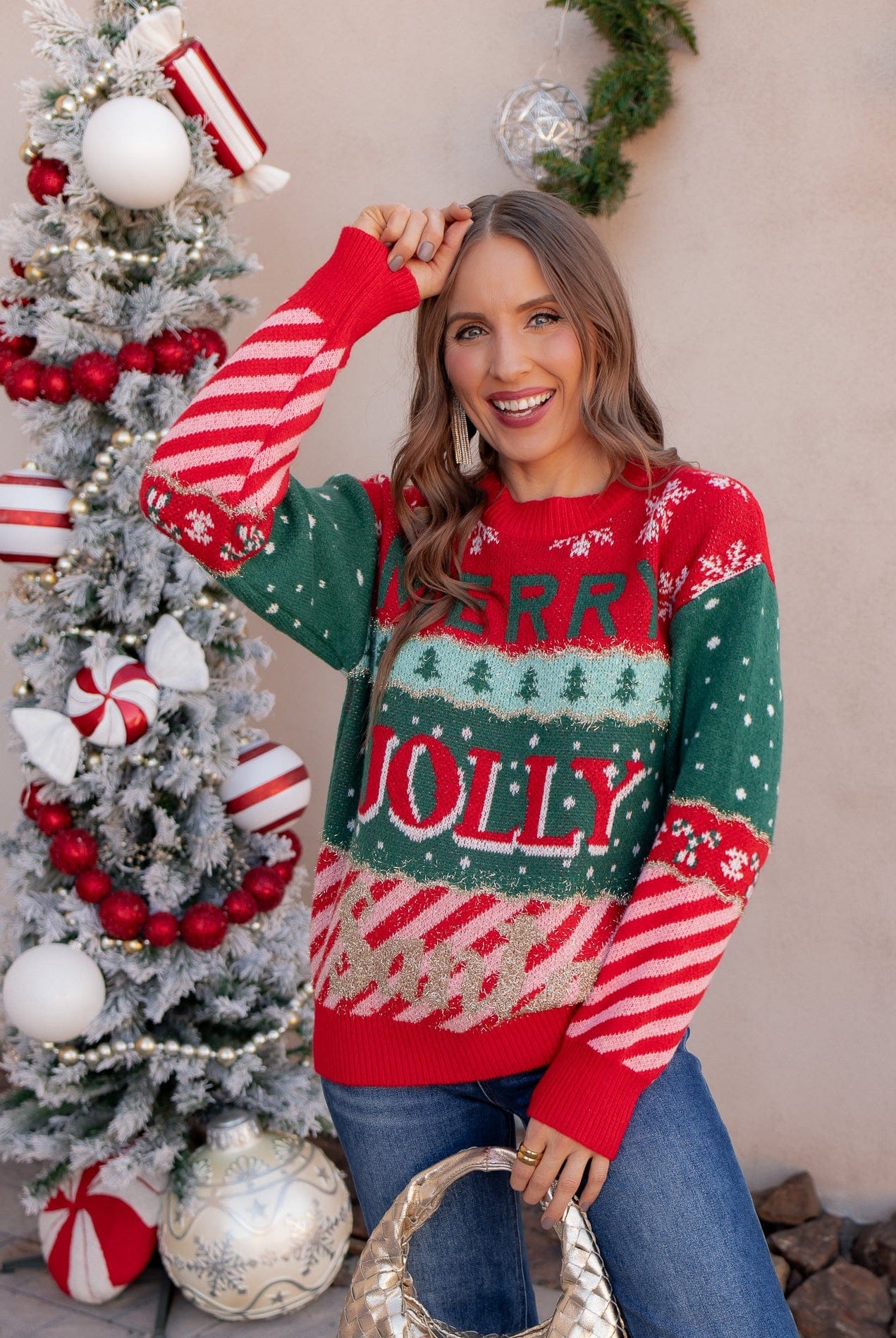 Merry & Jolly Holiday Tinsel Sweater-Sweaters-Krush Kandy, Women's Online Fashion Boutique Located in Phoenix, Arizona (Scottsdale Area)