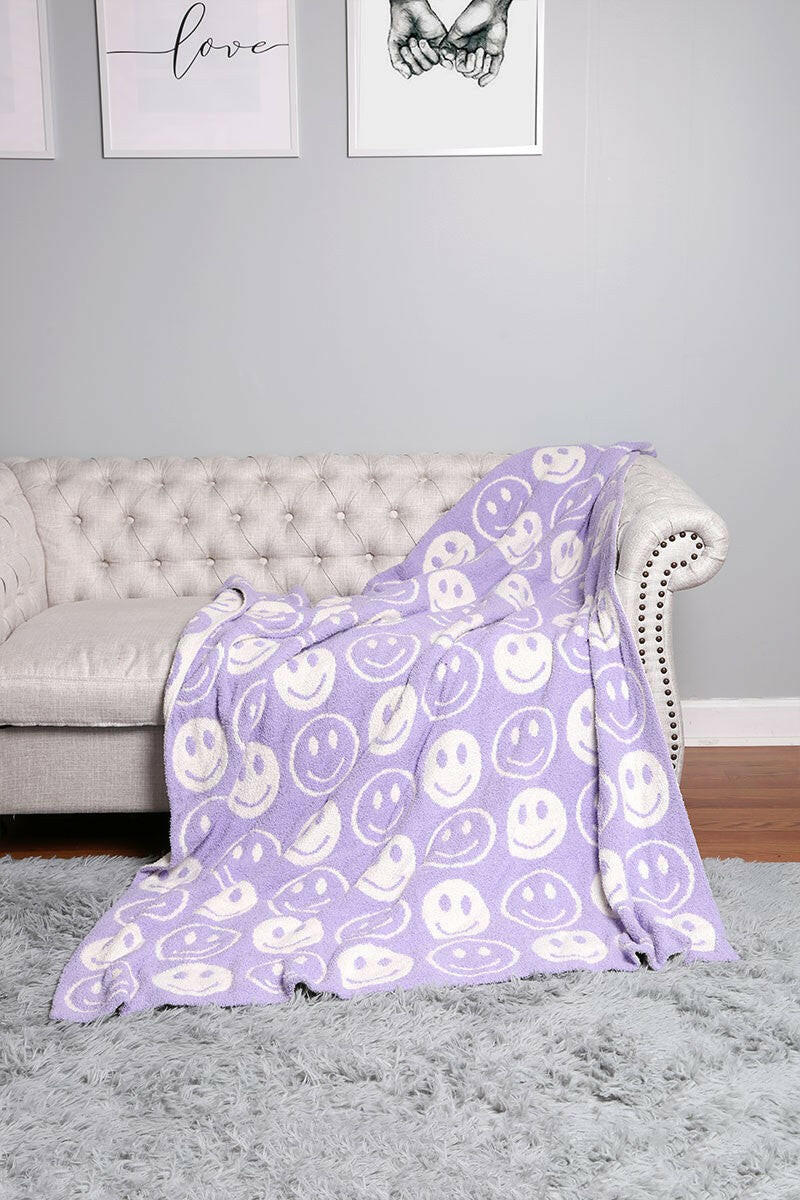 Happy Face Patterned Throw Blanket-Blankets-Krush Kandy, Women's Online Fashion Boutique Located in Phoenix, Arizona (Scottsdale Area)
