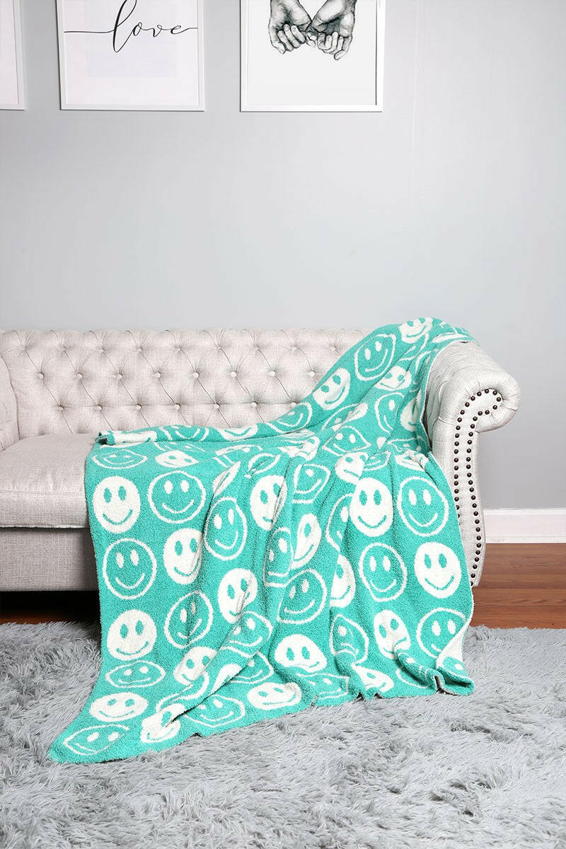 Happy Face Patterned Throw Blanket-Blankets-Krush Kandy, Women's Online Fashion Boutique Located in Phoenix, Arizona (Scottsdale Area)