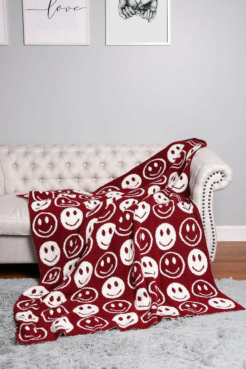 Happy Face Patterned Throw Blanket-Blankets-Krush Kandy, Women's Online Fashion Boutique Located in Phoenix, Arizona (Scottsdale Area)