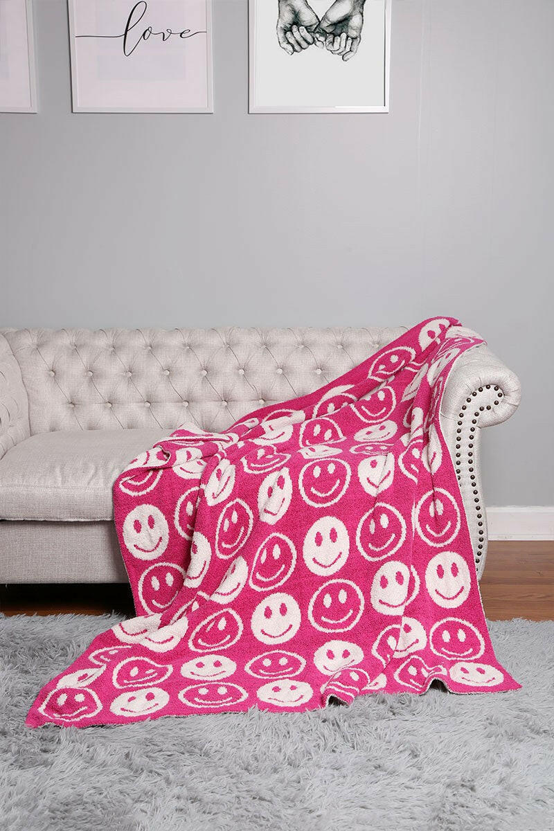 Happy Face Patterned Throw Blanket-Blankets-Krush Kandy, Women's Online Fashion Boutique Located in Phoenix, Arizona (Scottsdale Area)