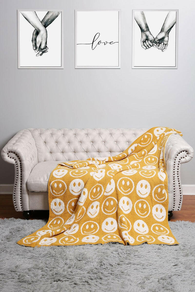 Happy Face Patterned Throw Blanket-Blankets-Krush Kandy, Women's Online Fashion Boutique Located in Phoenix, Arizona (Scottsdale Area)