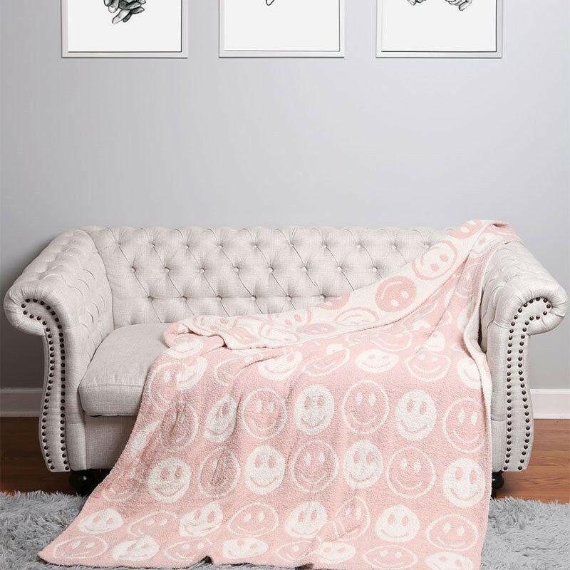 Happy Face Patterned Throw Blanket-Blankets-Krush Kandy, Women's Online Fashion Boutique Located in Phoenix, Arizona (Scottsdale Area)